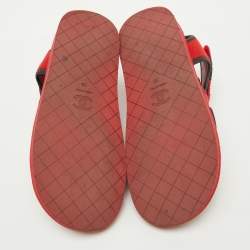 Chanel Red/Black Fabric and Leather Coco Chanel Strap Sandals Size 38