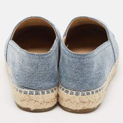 Pre Owned Chanel Blue/Black Denim CC Espadrille Flats Size 38