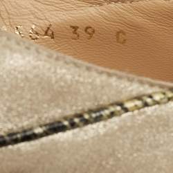 Pre Owned Chanel Beige/Green Suede and Texture Leather Oxfords Size 39