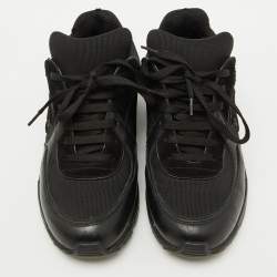 Pre Owned Chanel Black Mesh and Leather CC Low Top Sneakers Size 38.5