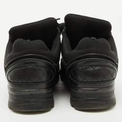 Pre Owned Chanel Black Mesh and Leather CC Low Top Sneakers Size 38.5