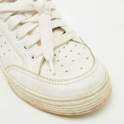 Chanel White Perforated Leather CC Low Top Sneakers Size 38.5