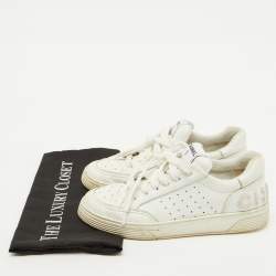 Chanel White Perforated Leather CC Low Top Sneakers Size 38.5