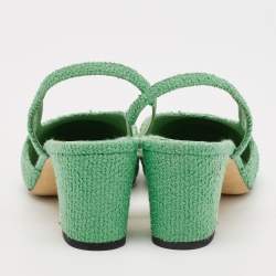 Chanel Green/Black Tweed and Fabric Cap Toe CC Slingback Pumps Size 39.5