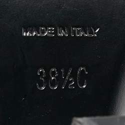 Pre Owned Chanel Black Leather and Grosgrain Faux Pearl CC Ankle Strap Sandals Size 38.5