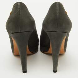 Chanel Dark Grey/Gold Leather CC Cap Toe Pumps Size 37