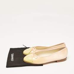 Chanel Two Tone Patent Leather CC Ballet Flats Size 35.5