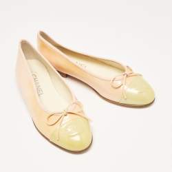 Chanel Two Tone Patent Leather CC Ballet Flats Size 35.5
