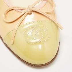 Chanel Two Tone Patent Leather CC Ballet Flats Size 35.5