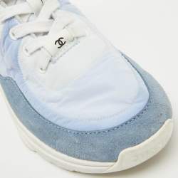 Pre Owned Chanel Multicolor Mylon and Suede CC Low Top Sneakers Size 37