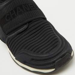 Pre Owned Chanel Black Fabric CC Logo Sock Slip On Sneakers Size 37