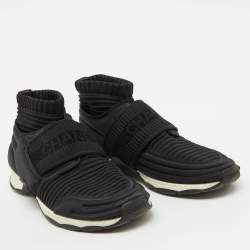 Pre Owned Chanel Black Fabric CC Logo Sock Slip On Sneakers Size 37