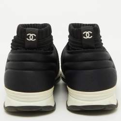 Pre Owned Chanel Black Fabric CC Logo Sock Slip On Sneakers Size 37