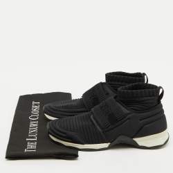 Pre Owned Chanel Black Fabric CC Logo Sock Slip On Sneakers Size 37