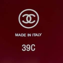 Pre Owned Chanel Burgundy Leather CC Chain Detail Strappy Sandals Size 39