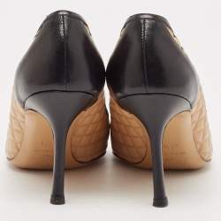 Chanel Black/Beige Leather Pointed Toe Pumps Size 37.5