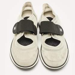 Pre Owned Chanel Grey Mesh CC Low Top Sneakers Size 39.5