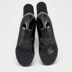 Chanel Black Patent Leather and Knit Fabric Sock Pumps Size 39.5