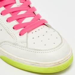 Pre Owned Chanel White Perforated Leather Logo Low Top Sneakers Size 39