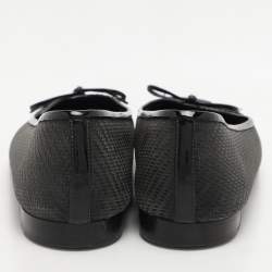 Pre Owned Chanel Dark Grey Grosgrain PVC CC Ballet Flats Size 38