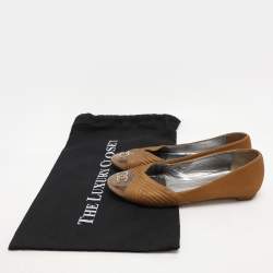Chanel Brown Leather and PVC Embellished Ballet Flats Size 37.5