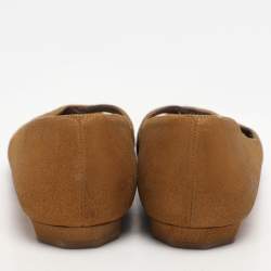 Chanel Brown Leather and PVC Embellished Ballet Flats Size 37.5