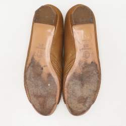 Chanel Brown Leather and PVC Embellished Ballet Flats Size 37.5