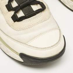 Pre Owned Chanel White Neoprene and Leather CC Low Top Sneakers Size 37