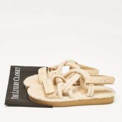 Chanel Beige Quilted Leather and Rope Dad Sandals Size 42