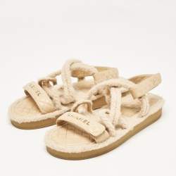 Chanel Beige Quilted Leather and Rope Dad Sandals Size 42