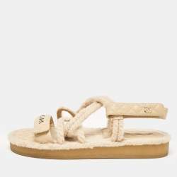 Chanel Beige Quilted Leather and Rope Dad Sandals Size 42