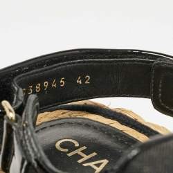 Chanel Black Mesh and Patent Leather Espadrille Dad Sandals Size 42