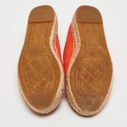 Chanel Orange Suede CC Cap Toe Espadrille Flats Size 39
