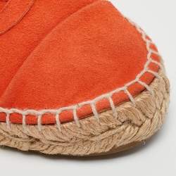 Chanel Orange Suede CC Cap Toe Espadrille Flats Size 39