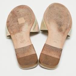 Chanel Iridescent Leather CC Pear Embellished Flat Slides Size 39