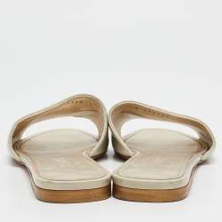 Chanel Iridescent Leather CC Pear Embellished Flat Slides Size 39