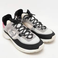 Pre Owned Chanel Multicolor Leather and Mesh Low Top Sneakers Size 40.5