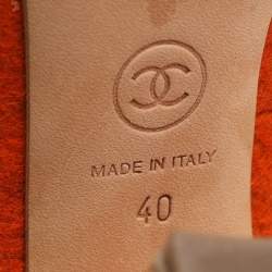 Chanel Orange Felt Embellished Quilted Block Heel Pumps Size 40