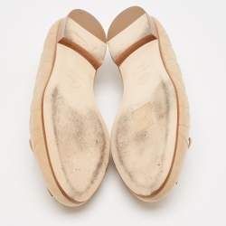 Chanel Beige Quilted Nubuck Leather CC Cap Toe Bow Ballet Flats Size 36