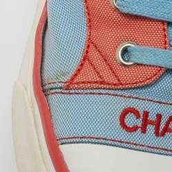 Pre Owned Chanel Blue/Red Denim High Top Sneakers Size 41