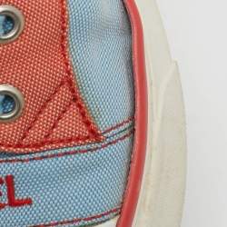 Pre Owned Chanel Blue/Red Denim High Top Sneakers Size 41