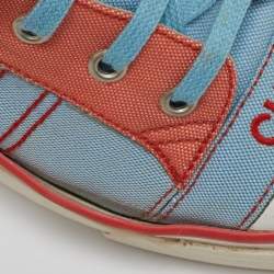 Pre Owned Chanel Blue/Red Denim High Top Sneakers Size 41