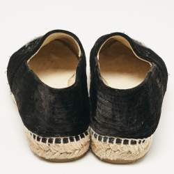 Pre Owned Chanel Black Velvet and Canvas Cap Toe CC Espadrille Flats Size 38