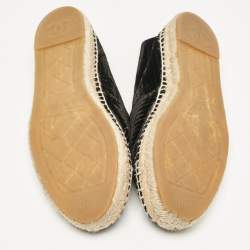 Pre Owned Chanel Black Velvet and Canvas Cap Toe CC Espadrille Flats Size 38