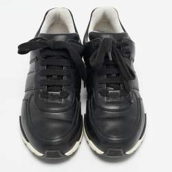 Pre Owned Chanel Black Leather CC Logo Low Top Sneakers Size 39