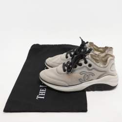 Chanel Light Grey Mesh CC Low Top Sneakers Size 36.5