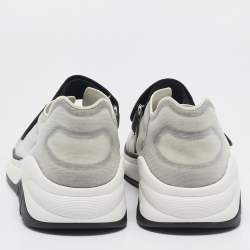 Pre Owned Chanel Grey/Black Mesh Slip On Sneakers Size 38