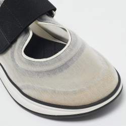 Pre Owned Chanel Grey/Black Mesh Slip On Sneakers Size 38