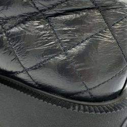 Chanel Black Matelasse Lambskin Combat Boots 38C