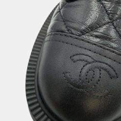 Chanel Black Matelasse Lambskin Combat Boots 38C